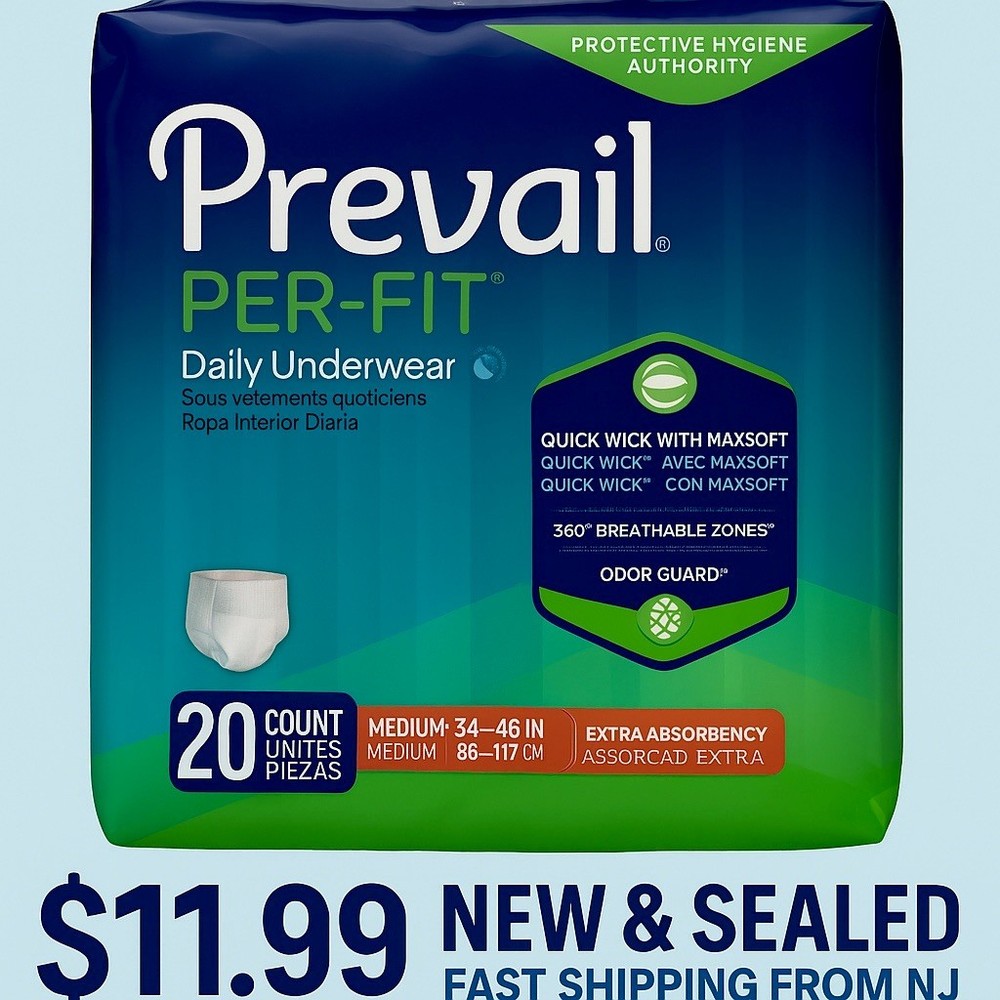 20 Count Prevail Per-Fit DAILY Underwear, MEDIUM 34-46 Extra Absorbency