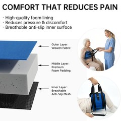 Transfer Sling with Metal Buckle, 6 Reinforced Straps, Lift Aid for Elderly & Di