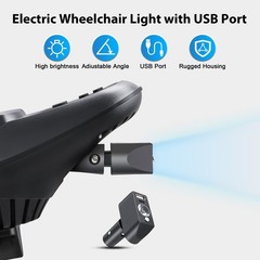 Electric Wheelchair Led Light Power Wheelchair Accessories,3 Pin XLR Head Hig…