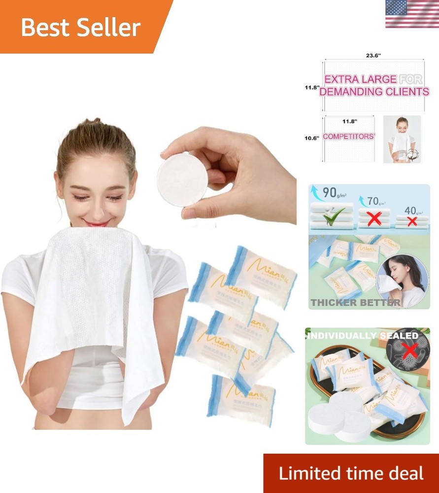 Individually Sealed 23.6″ Cotton Travel Washcloths – Space Saving Comfort