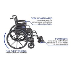 Invacare Tracer EX2 Wheelchair, 18in Seat, Desk Arms & Swing-Away Footrests