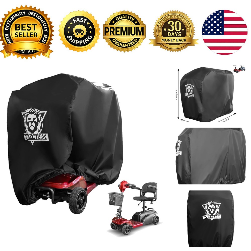 600D Waterproof Scooter Cover Black Power Assisted Mobility Scooter Cover 48 in