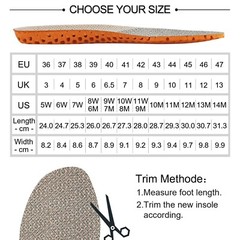 Knixmax Leather Insoles For Men Sports Shoes Inserts Plantar Fasciitis Flat Feet
