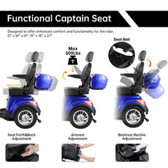 Heavy Duty 4-Wheel Electric Mobility Scooter for Adult Senior 800W 31Miles 15mph