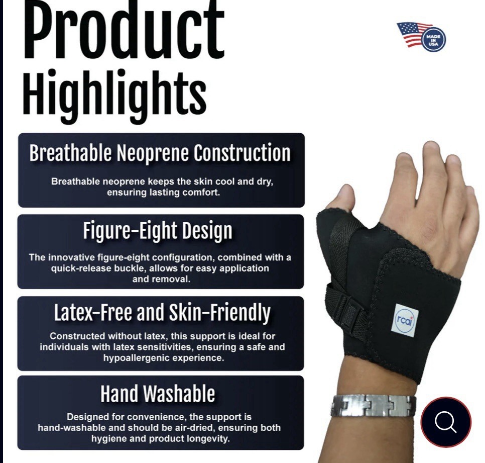 Rcai 500 Cmcs Wrap Around Thumb Support Brace Left Medium