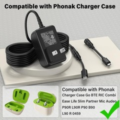 5V Hearing Aid Charger Compatible with Phonak Case Power Cord AC Adapter
