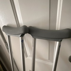 Cypress & Guardian Adjustable Aluminum Standard Adult Crutches Silver Gray Pads