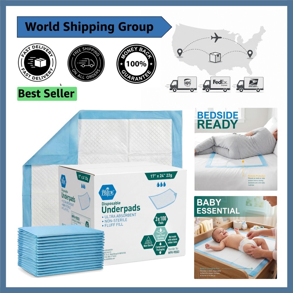 Convenient 100-Count Underpads 17“ x 24“ – Ideal for Accidents & Training