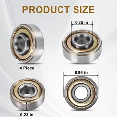 4 pcs Walker Wheel Bearings for Wheelchair & Rollator, ID8.0mm, Durable