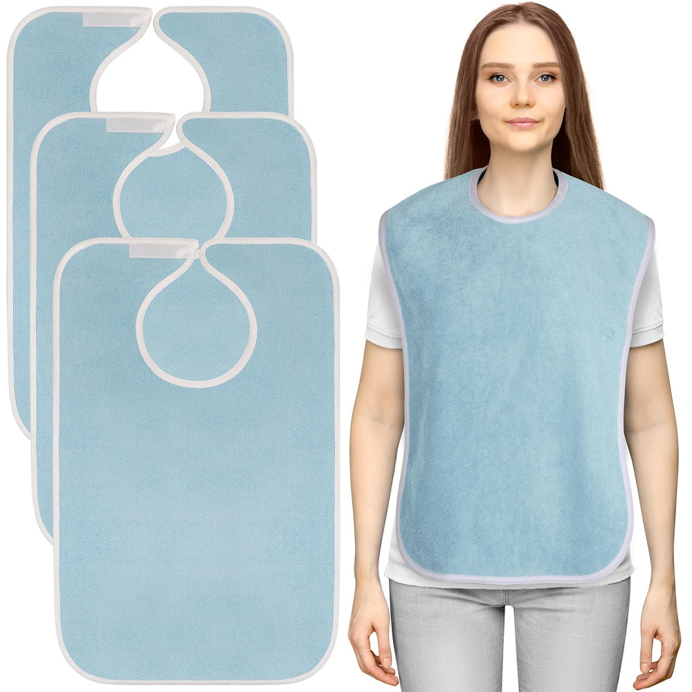 3 Pack Premium Unisex Adult Bibs for Elderly Women Men, Waterproof Bib for Eatin