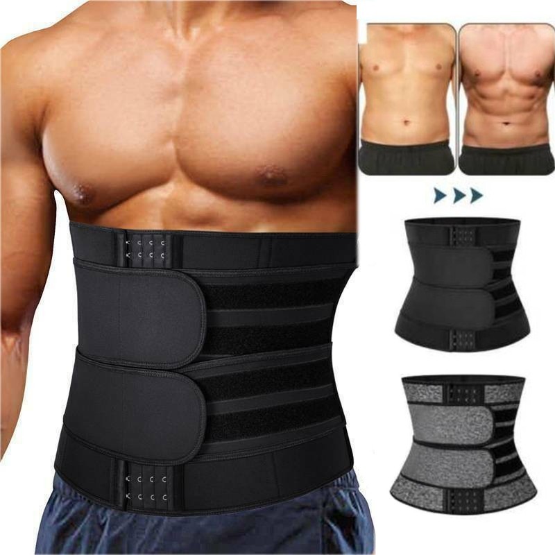 Men Waist Trainer Trimmer Belt Sweat Wrap Tummy Weight Loss Fat Burner Slimming