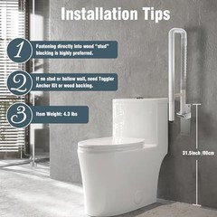 Flip up Grab Bar 24.4 Inch Handicap Grab Bars Wall Mounted Toilet 24.4 in