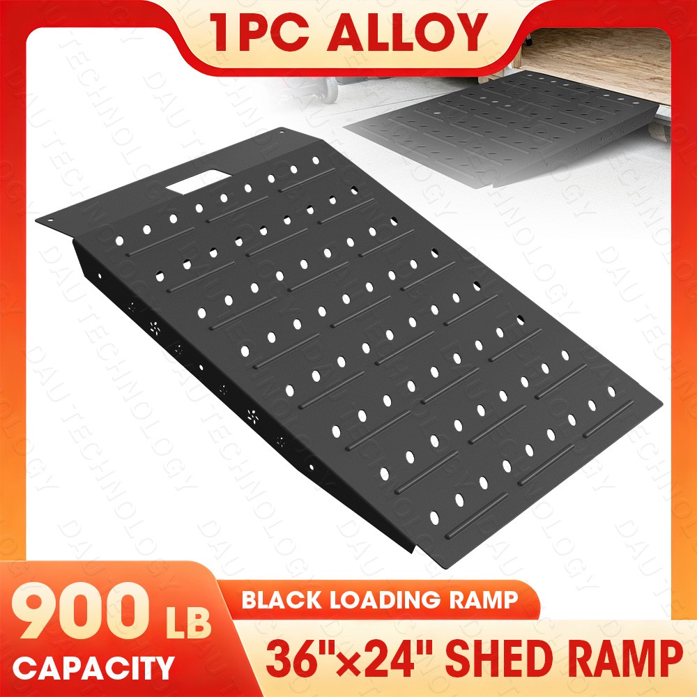 VNN 36″ x 24″ Shed Ramp for Riding Mower Anti-Slip Punch Plate Ramp 900 LB Black