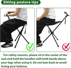 Cane with Seat Folding Lightweight, Adjustable Height 34.2″-39.7″ Walking Stick