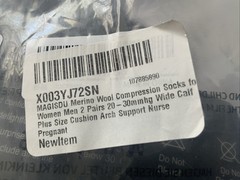 Merino Wool Compression Socks Wide Calf Arch Support Plus Size 2 Pair New White