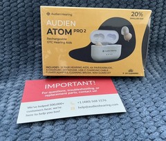 Audien Atom Pro 2 Rechargeable OTC Hearing Aids In-Ear Sound Amplifier UV Case