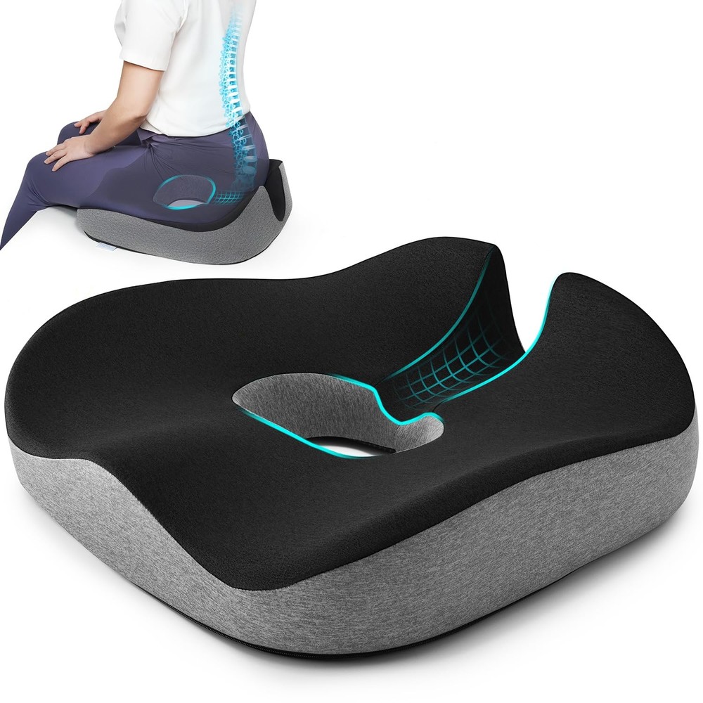 Concave U Surface Donut Pillow 16″*17″ for people under 181lbs, Gray&black