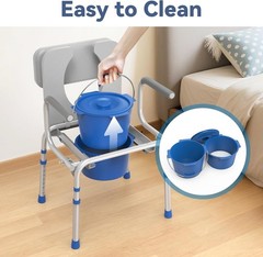 Loyoda Drop Arm Bedside Commode Padded Seat and Backrest, 500lb FBL760620 3039D