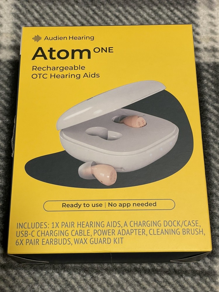 Audien Hearing ATOM one 1 Wireless Rechargeable OTC Hearing Aids New Sealed