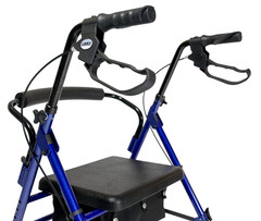 Lumex Height-Adjustable Rollator with Seat for Seniors – Blue Rolling Walker