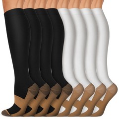 Compression Socks 15-20 mmHg for Men & Women – 8 Pairs for Circulation, Travel,