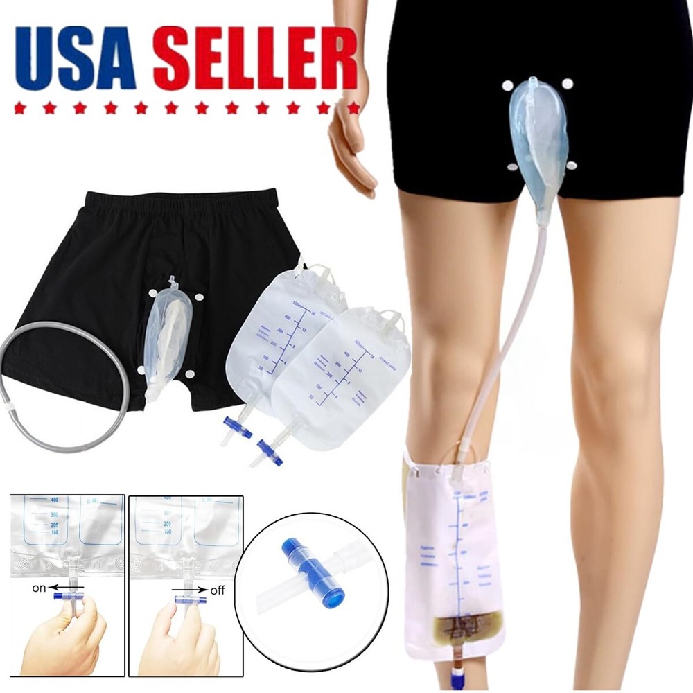 Wearable Urine Bag Male Urinal Bag Incontinence Pants for Men Reusable Porta L