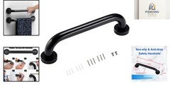 Powder Coated Black Grab Bar – 12“ Wall Handrail for Indoor & Outdoor Safety