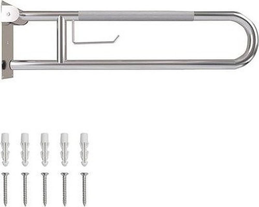 Bmoytu 30″ Fold Down Toilet Grab Bar Knurled Anti-Slip Brushed #R04