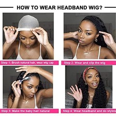 Punmasa Headband Wig Deep Wave 22 Inch Human Hair Curly Glueless Human