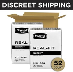 Depend Real Fit Incontinence Underwear for Men, Adult Diapers, L/XL, 52 Count