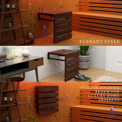 Handmade Teak Wood Folding Shower Seat Wall Mounted & Premium Quality