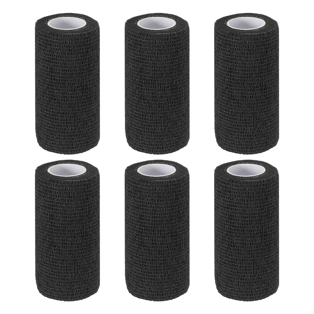 4″ x 177″ 6 Pcs Self Adhesive Bandage Wrap Elastic Self Tape Black