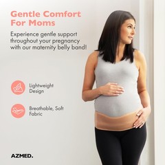 AZMED Maternity Belt Back Support – Adjustable Abdominal One Size, Beige