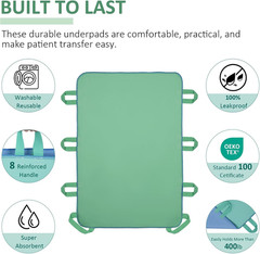Positioning Bed Pad with 8 Reinforced Handles-34 x 52″-Reusable and Washable Tra