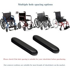 Universal Wheelchair Padded Armrests – Black Replacement Pads (10-1/4″, 10pcs)