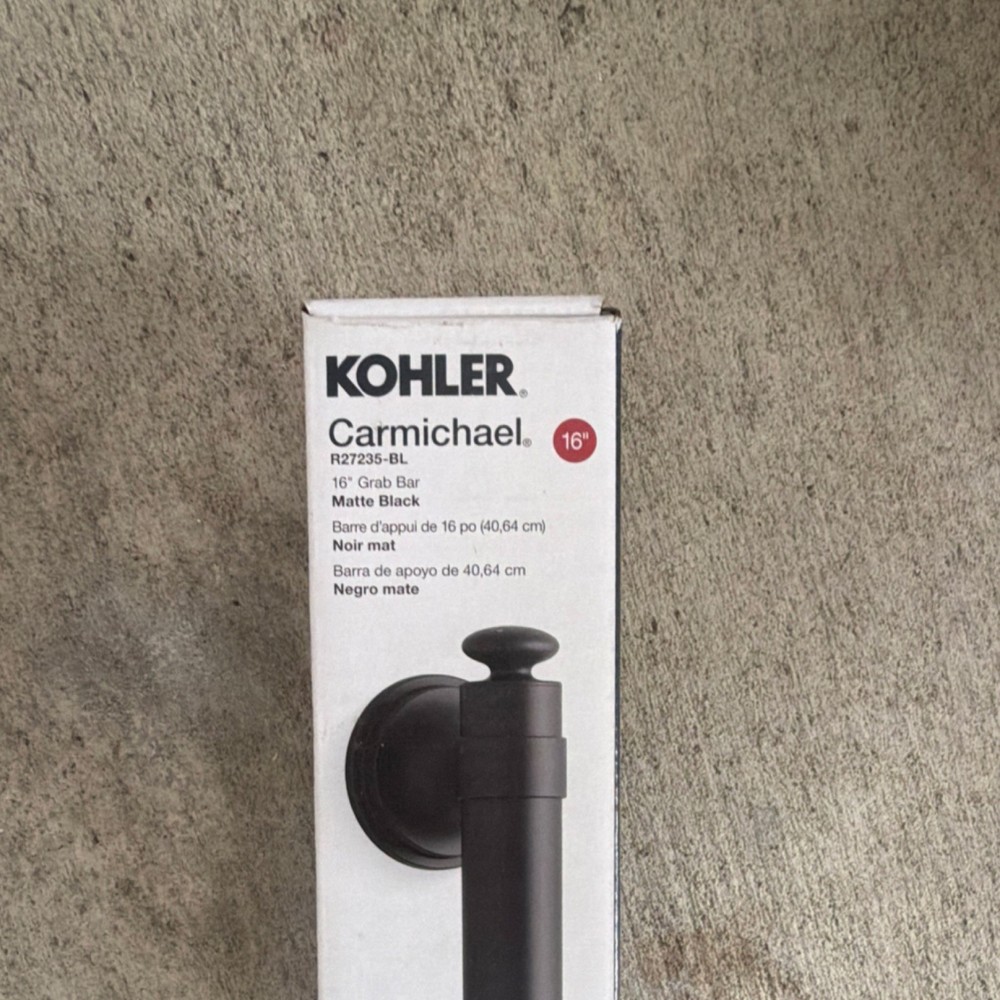 Kohler Carmichael 16 in Matte Black Straight Grab Bar Wall Bar