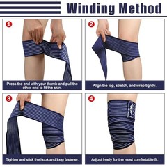 2 Pcs Hamstring and Thigh Compression Wraps, Adjustable 150 cm/59 in Dark Blue