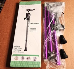 New Open Box Purple Yayayo Adjustable Walking Cane, Stand Assist & LED Lights