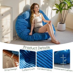 HIGOGOGO Papasan Chair Cushion with Corduroy Cover (Without 48inch, Navy