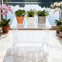 200kg/440.92 lbs Acrylic Shower Bench Bathroom Shower Stool with Storage Shelf