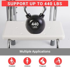 Senior Step Stool with Handle, Heavy Duty 2-Step Non-Slip Platform,440lb Support