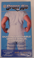 Sport Aid Duo-Adjustable White Back Support X-Small/Small 26″-36″ hips SA3251