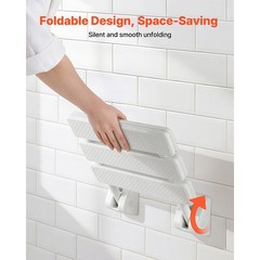 Uimoso Foldable Shower Seat Wall Mounted Folding PP Shower Bench 220LBS Loading