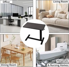 lumizone Foldable Overbed Table with Wheels Adjustable Height Bedside Desk 27.56