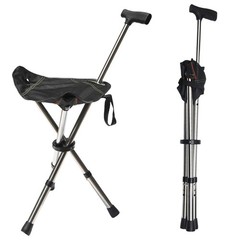 FATTCHIAR Cane with Seat, Walking Stick Seats, Chair 22″-34″, Black