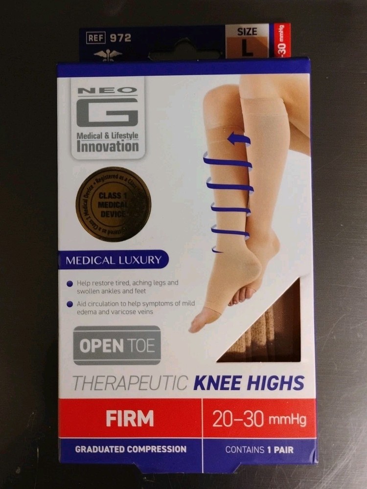 Neo G Knee High Therapeutic Socks (Firm) 20-30mmHg Large Beige