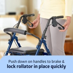 Aluminum Rollator Walker W/ Seat Blue 250 lb. Weight Capacity Lightweight 6”