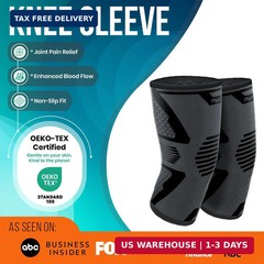 Knee Compression Sleeves Men Women Support for Weightlifting Gym Workout M Black