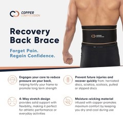 Copper Compression Back Brace. Infused Small/Medium (Pack of 1), Brown