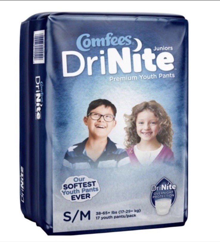 17 count Comfees DriNite Juniors Youth Pants Size S/M 38-65+ Lbs
